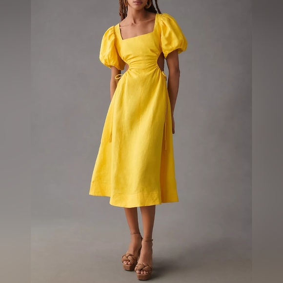 FARM Rio Dresses & Skirts - NWT FARM RIO | $220 Yellow Cutout Midi Dress